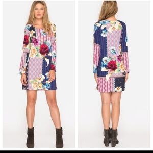 Johnny Was Verdell Patchwork Floral Dress Medium Long Sleeve Boho Art To Wear